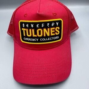 Tulones Trucker Hat Men Red Currency Collectors Embroidered Snap Back‎ Cap